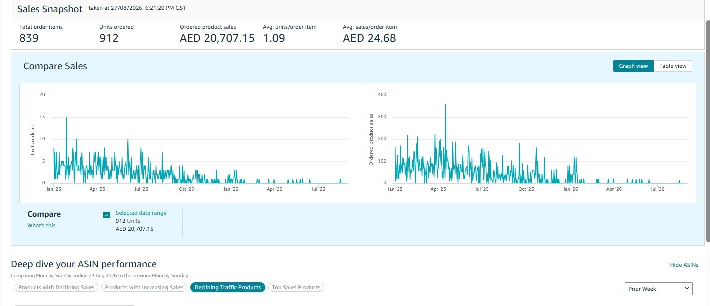 Original Amazon Seller Central sales snapshot 1