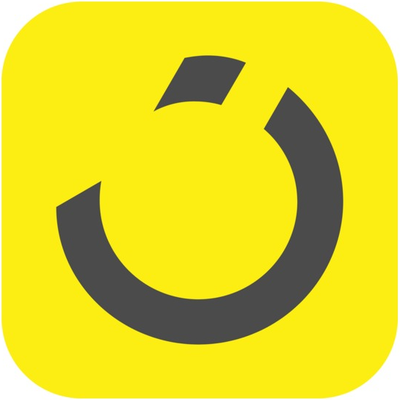 Noon marketplace circular symbol on yellow background